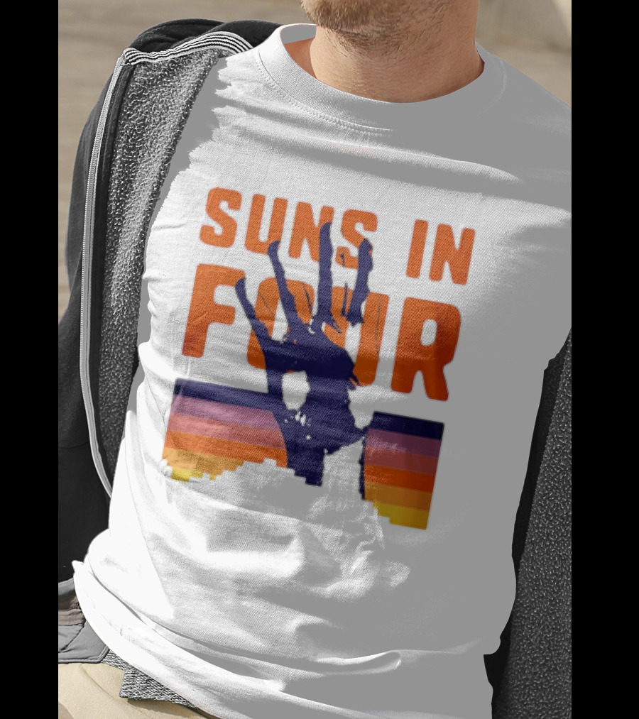 Suns In Four Handprint Orange And Purple Stripes T-Shirt
