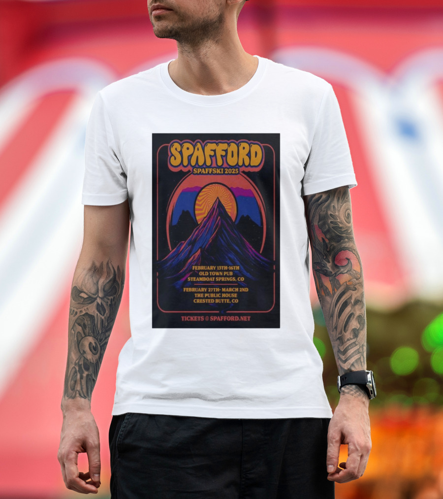 Spafford Spaffski 2025 February Tour Old Town Pub Steamboat Springs CO The Public House Crested Butte CO T-Shirt
