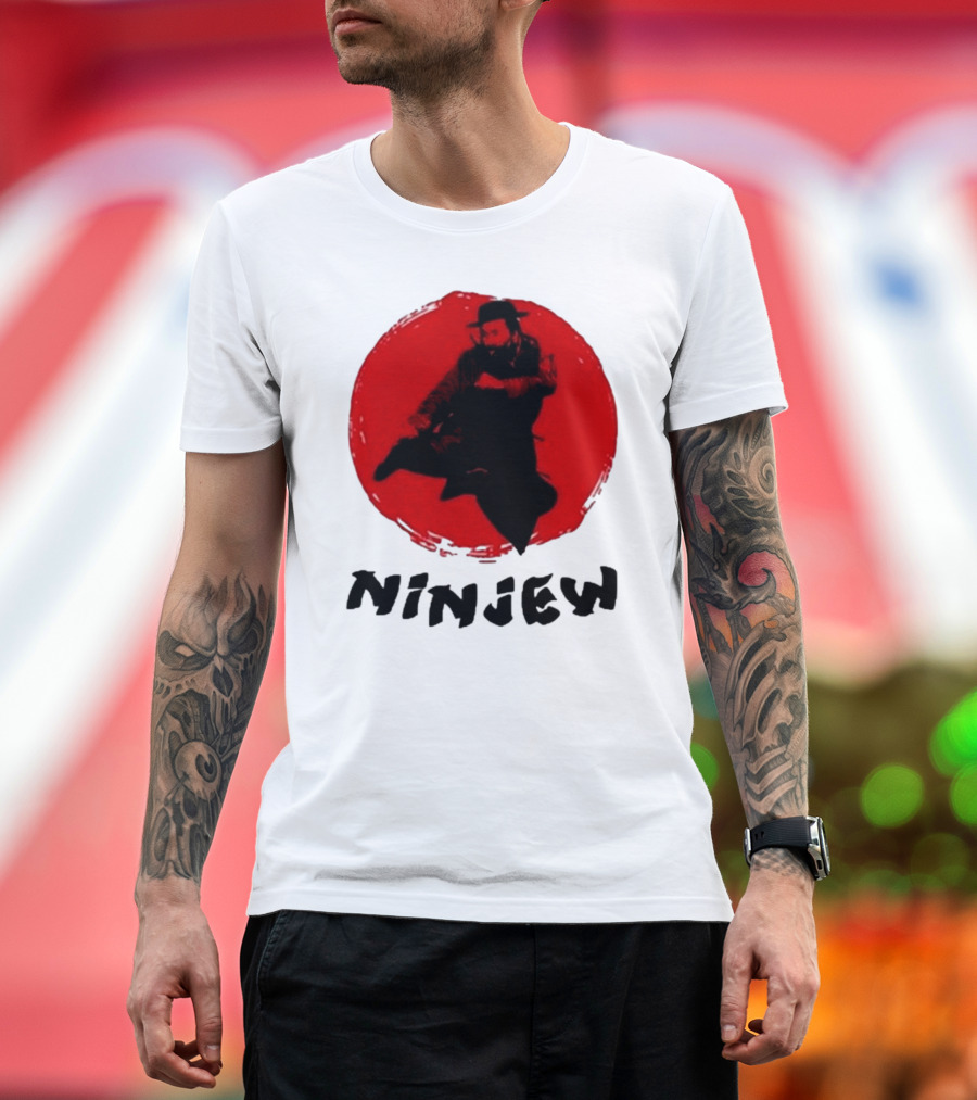 Ninjew Red Circle Kick Martial Arts Style T-Shirt