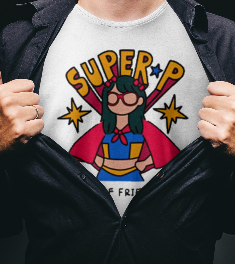 Super P Pastel Superhero Cartoon Character Friendship T-Shirt