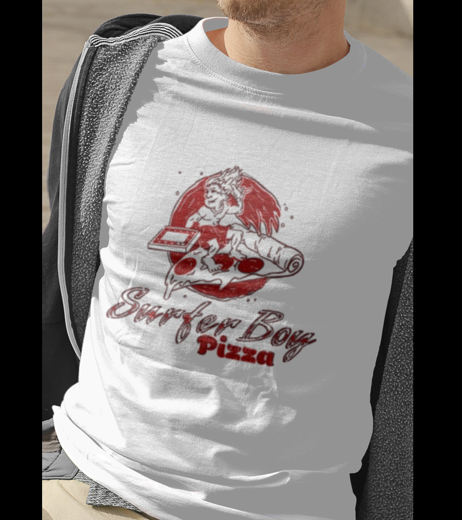 Surfer Boy Pizza Wave And Slice Graphic T-Shirt
