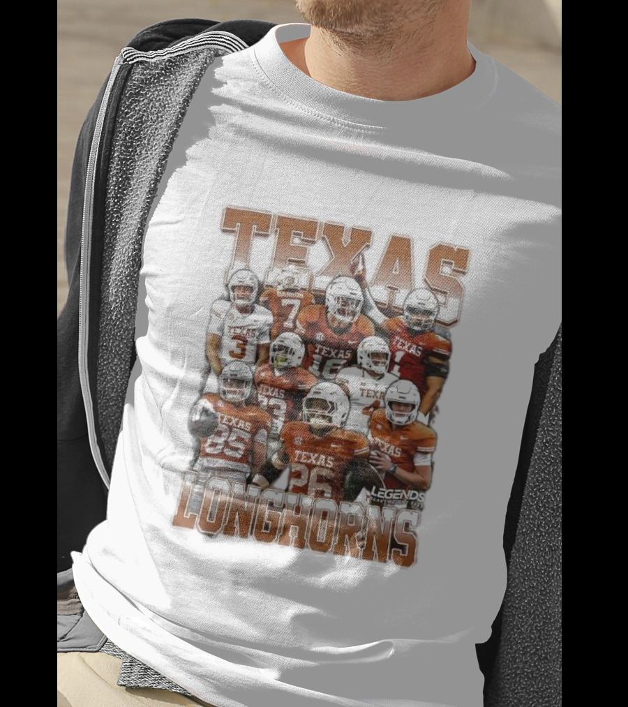 Texas Longhorns Football Legends Heavy Weight Team Players T-Shirt