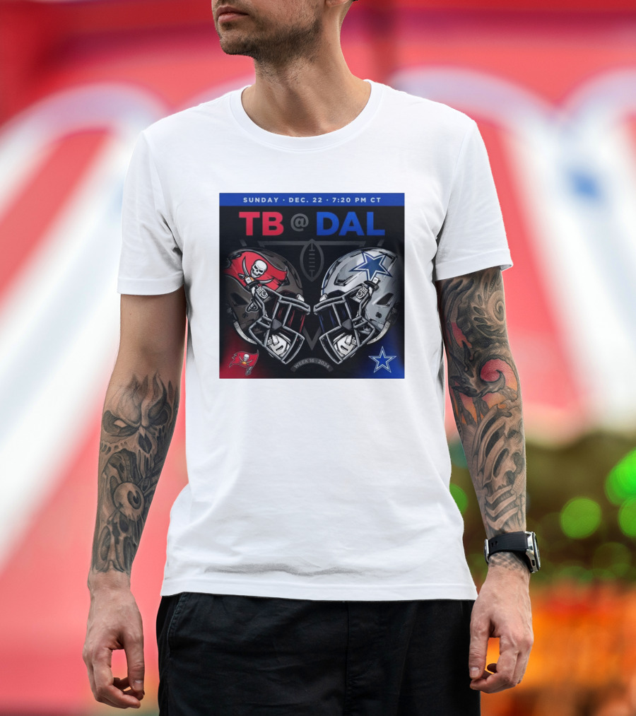 Sunday Dec 22 7:20 PM CT TB @ DAL Week 16 2024 Helmet Face-Off T-Shirt