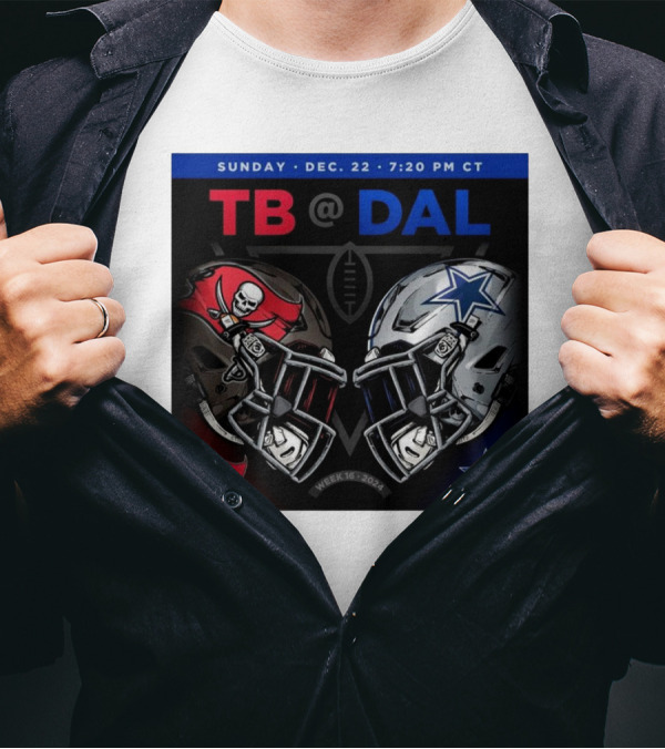 Sunday Dec 22 7:20 PM CT TB @ DAL Week 16 2024 Helmet Face-Off T-Shirt