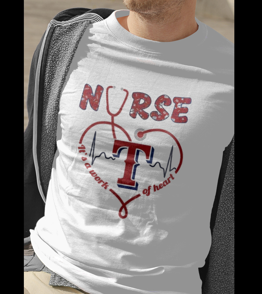 Texas Rangers Nurse Heartbeat Stethoscope 2025 Appreciation T-Shirt