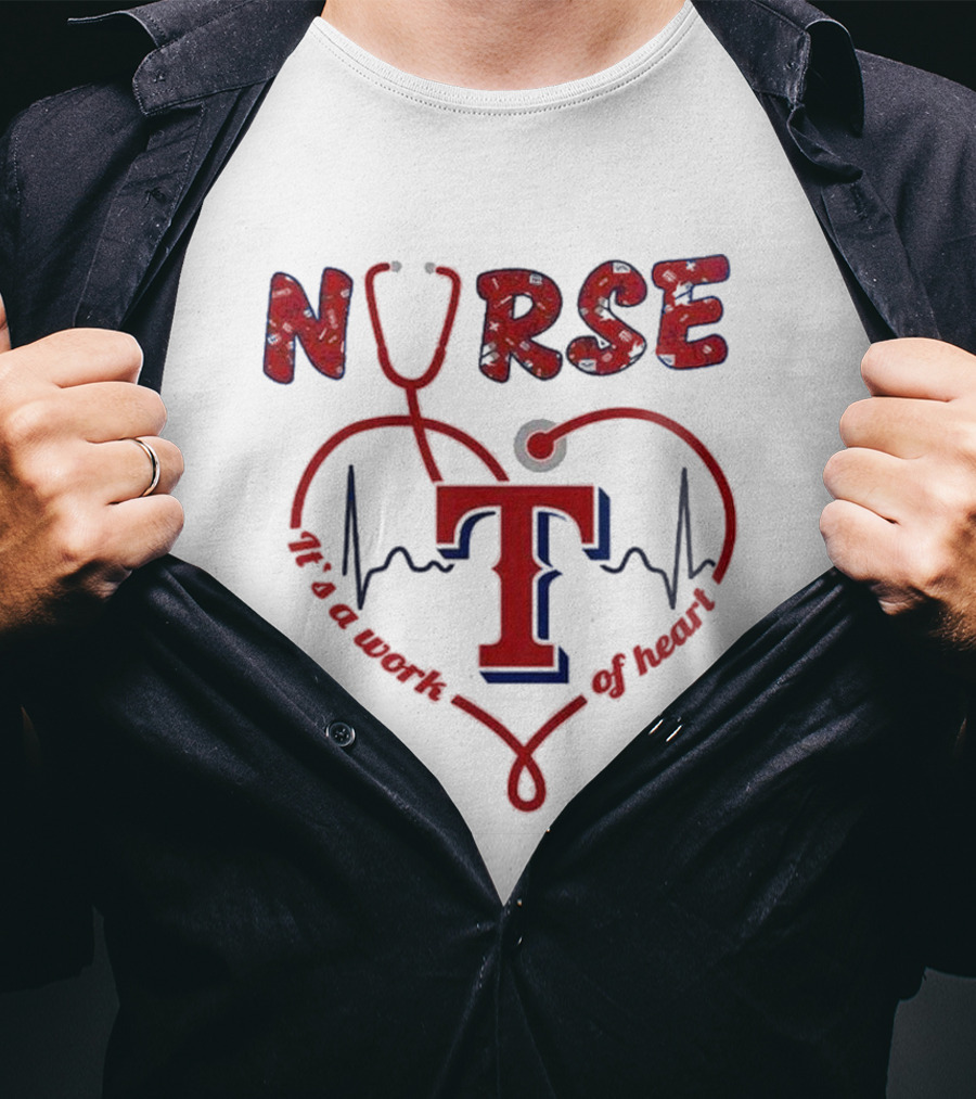 Texas Rangers Nurse Heartbeat Stethoscope 2025 Appreciation T-Shirt