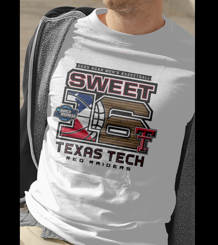 Texas Tech Basketball Sweet 16 Above The Rim 2025 Grey Tri-Blend T-Shirt