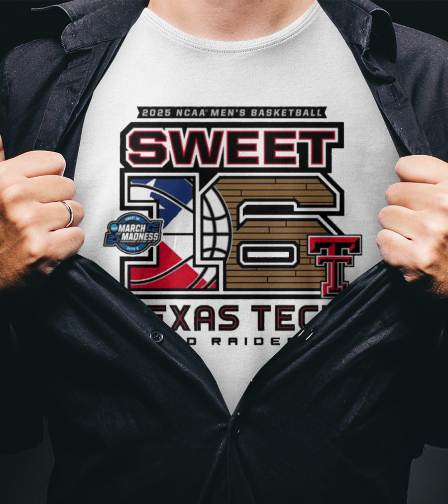 Texas Tech Basketball Sweet 16 Above The Rim 2025 Grey Tri-Blend T-Shirt