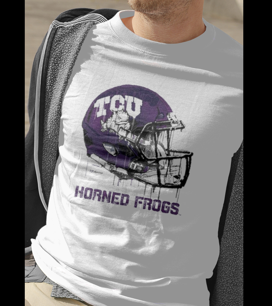 TCU Horned Frogs Dripping Helmet Football T-Shirt