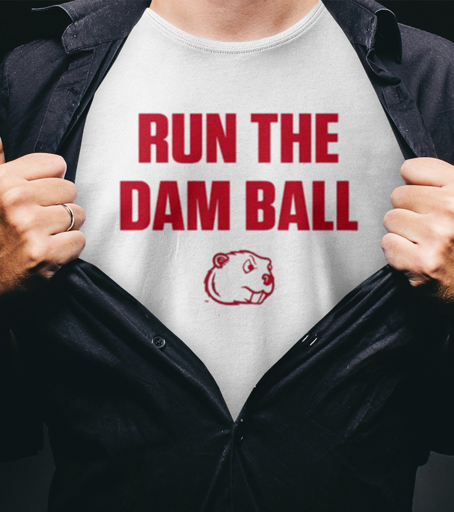 Run The Dam Ball Beaver Minot State T-Shirt
