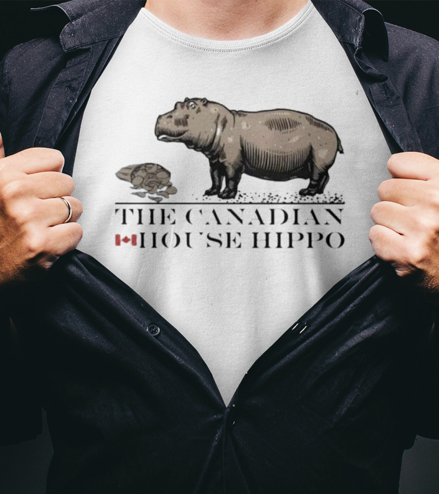 Canadian House Hippo With Turtle And Leaf Icon T-Shirt