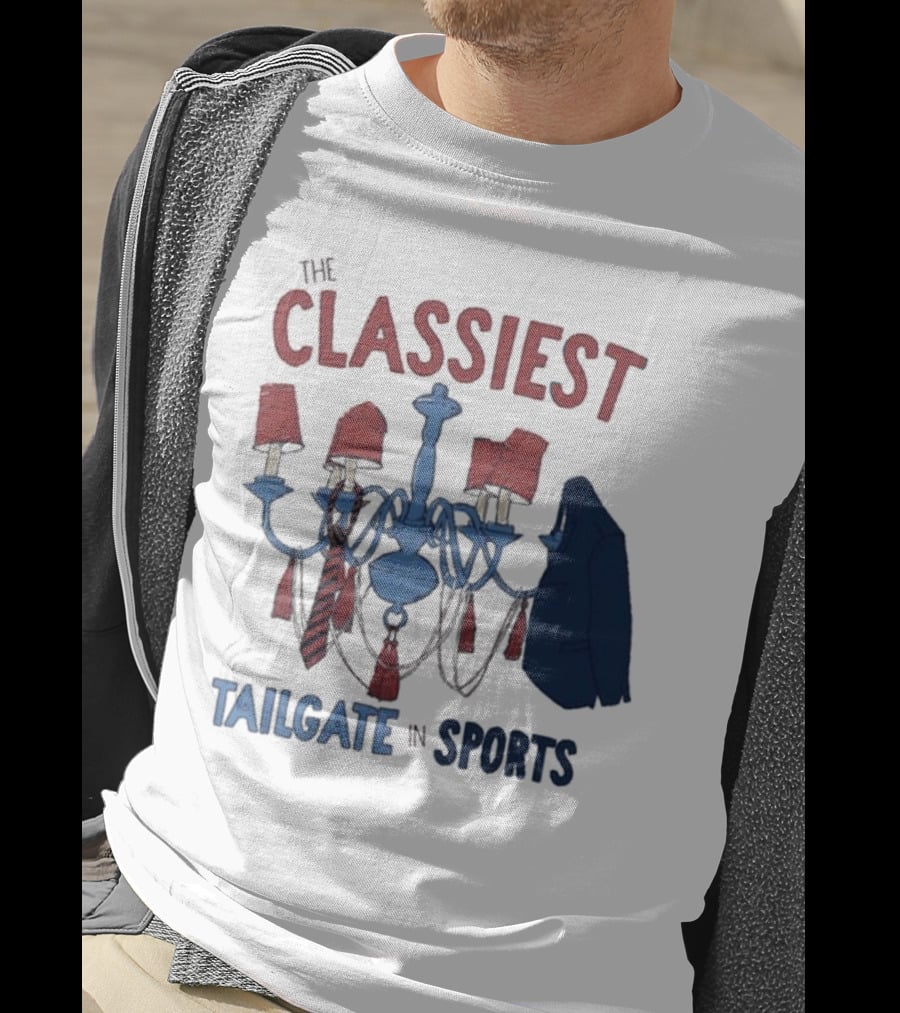 The Classiest Tailgate In Sports Chandelier Suit Tie Red Blue T-Shirt