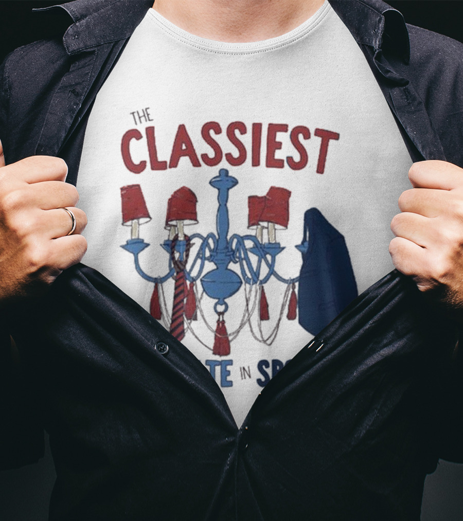 The Classiest Tailgate In Sports Chandelier Suit Tie Red Blue T-Shirt