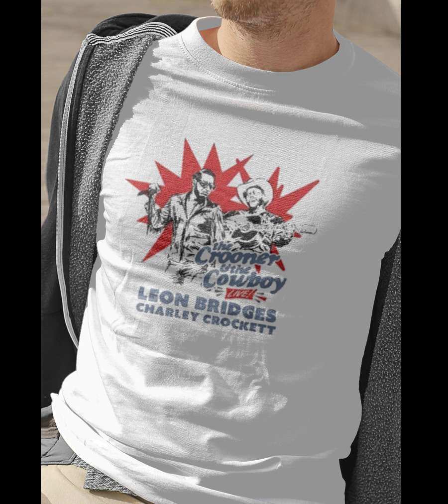 The Crooner And The Cowboy Live Leon Bridges Charley Crockett Silhouette Burst T-Shirt