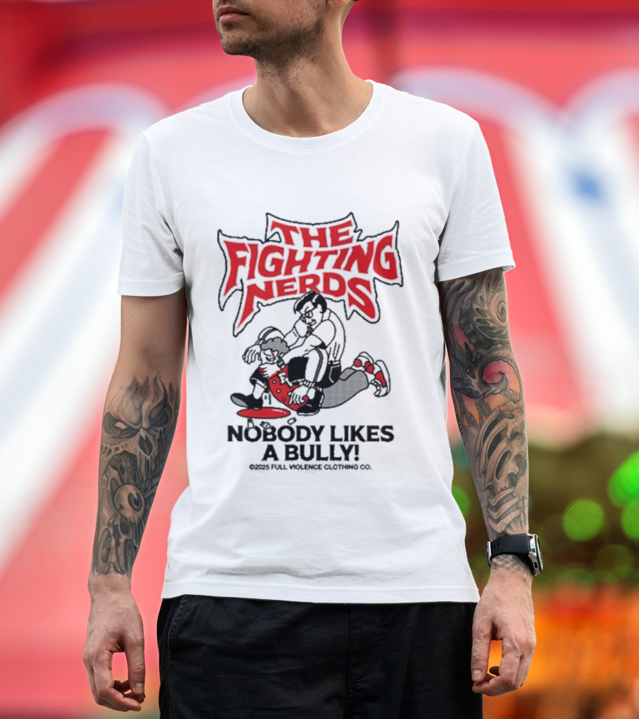 The Fighting Nerds Nobody Likes a Bully Cartoon Robot Battle T-Shirt