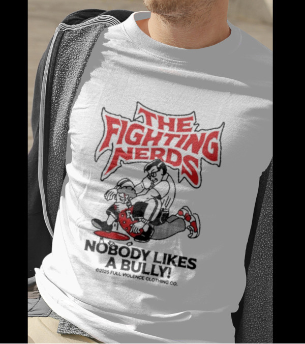 The Fighting Nerds Nobody Likes A Bully Cartoon Robot Battle T-Shirt