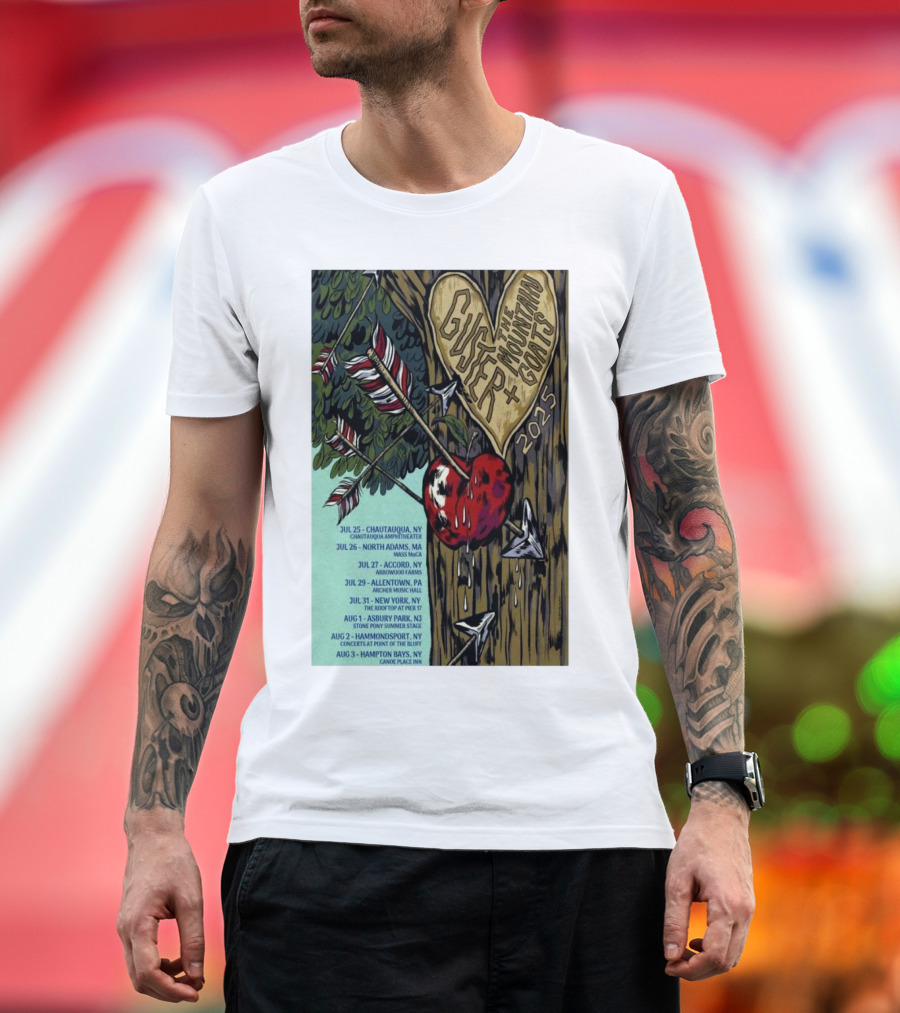 Guster The Mountain Goats Tour 2025 Dates Chautauqua Amphitheater Arrowood Farms Archer Music Hall T-Shirt