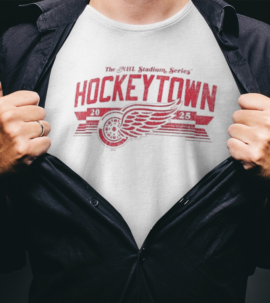 The NHL Stadium Series Hockeytown 2025 Winged Wheel T-Shirt
