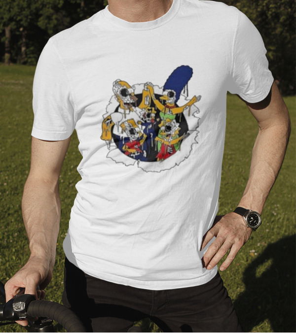 Zombie Family Simpsons Characters Dripping Melting Style T-Shirt