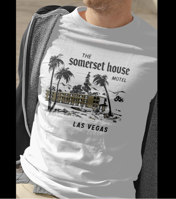 The Somerset House Motel Vintage Las Vegas Retro Style Building Outline T-Shirt