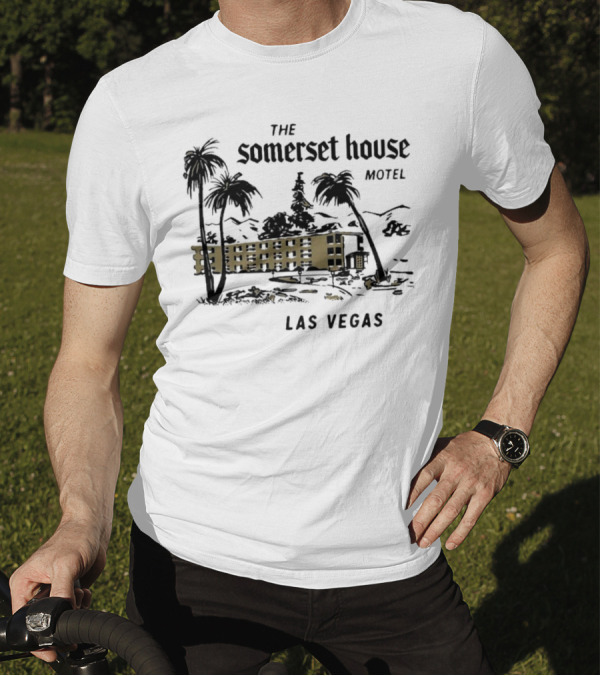 The Somerset House Motel Vintage Las Vegas Retro Style Building Outline T-Shirt