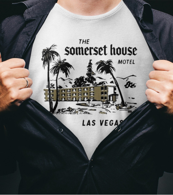 The Somerset House Motel Vintage Las Vegas Retro Style Building Outline T-Shirt