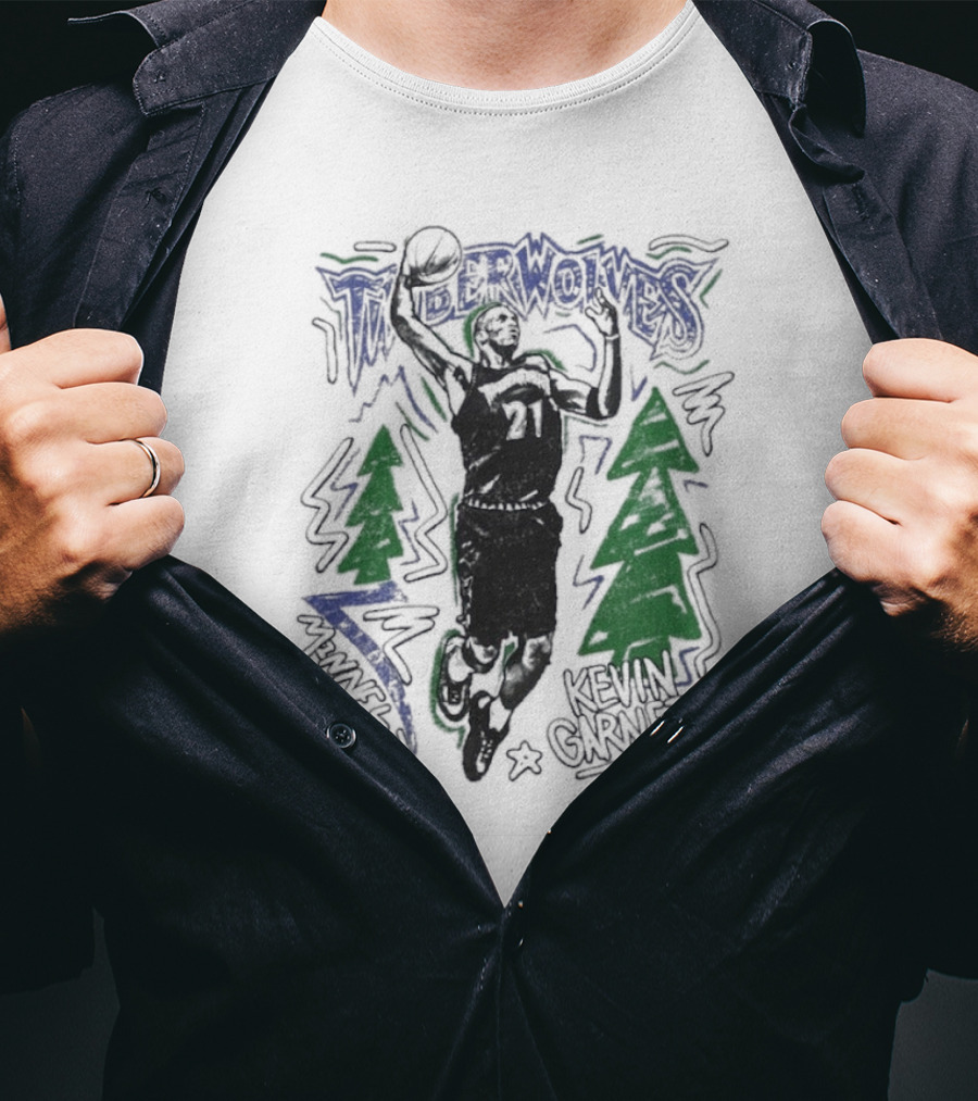 Minnesota Timberwolves Hardwood Kevin Garnett 21 Basketball Legend T-Shirt