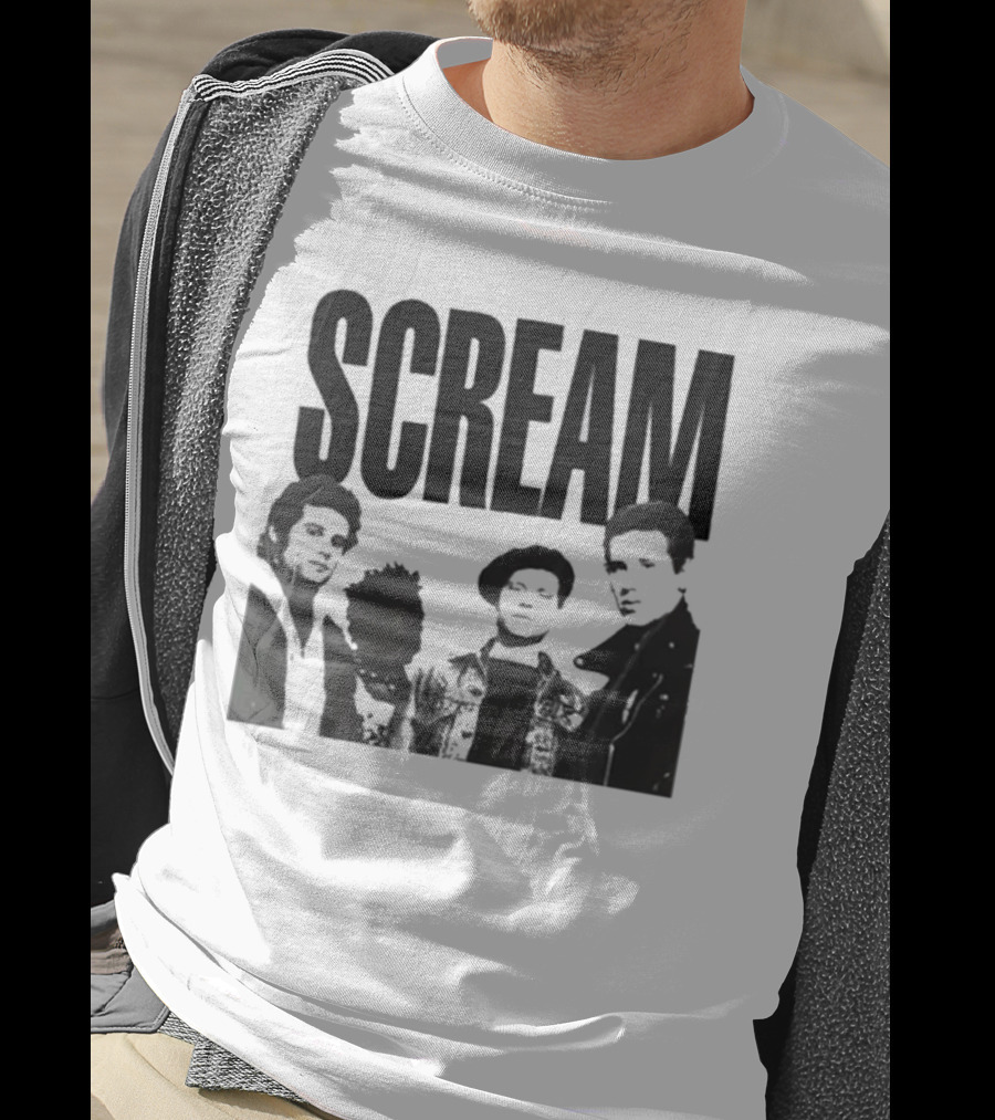 SCREAM Logo With Cartoon Band Graphic T-Shirt