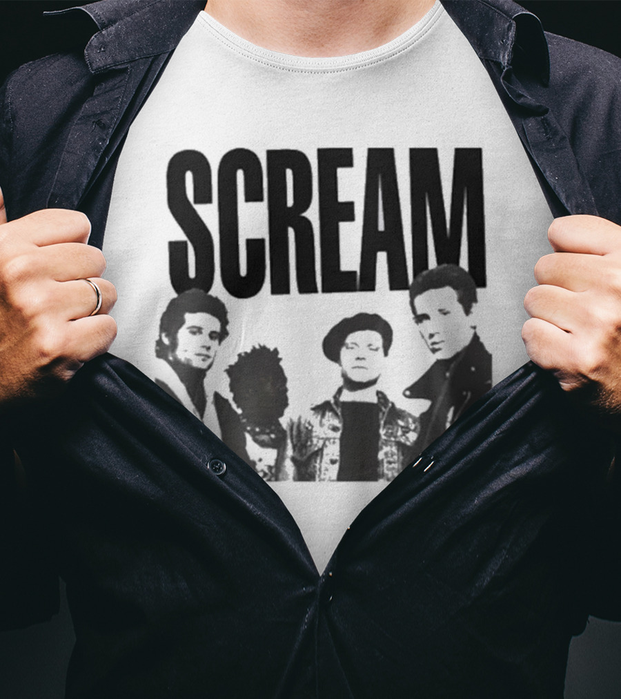 SCREAM Logo With Cartoon Band Graphic T-Shirt