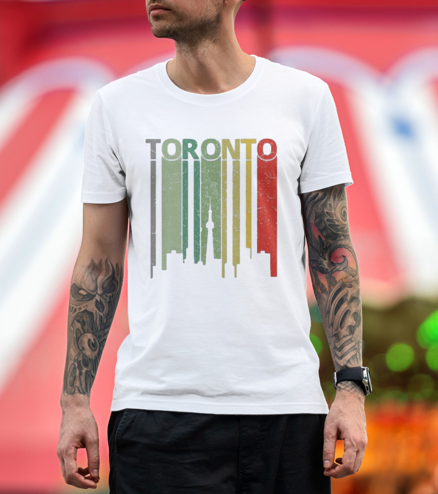 Retro Toronto Skyline Colorful Vertical Lines T-Shirt
