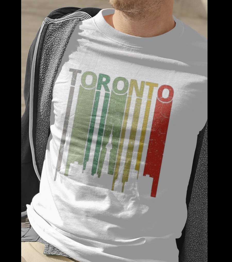 Retro Toronto Skyline Colorful Vertical Lines T-Shirt