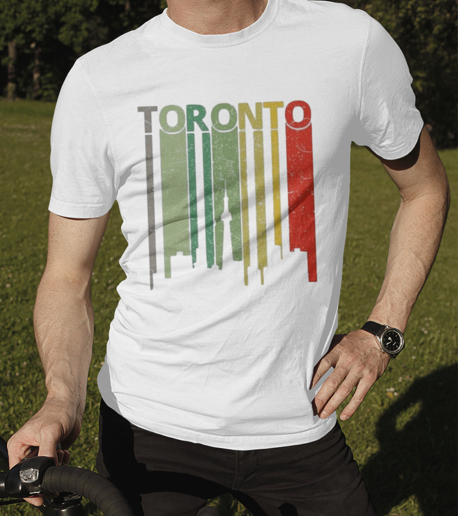 Retro Toronto Skyline Colorful Vertical Lines T-Shirt