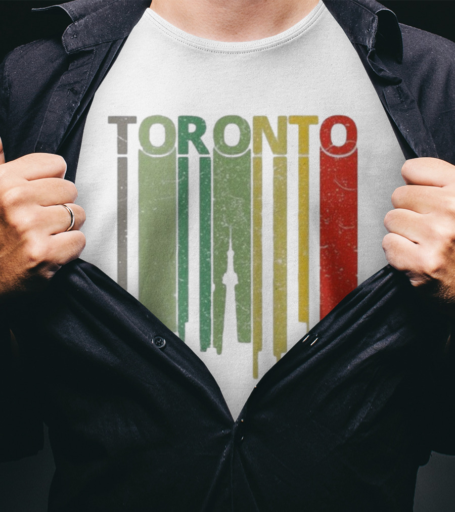 Retro Toronto Skyline Colorful Vertical Lines T-Shirt