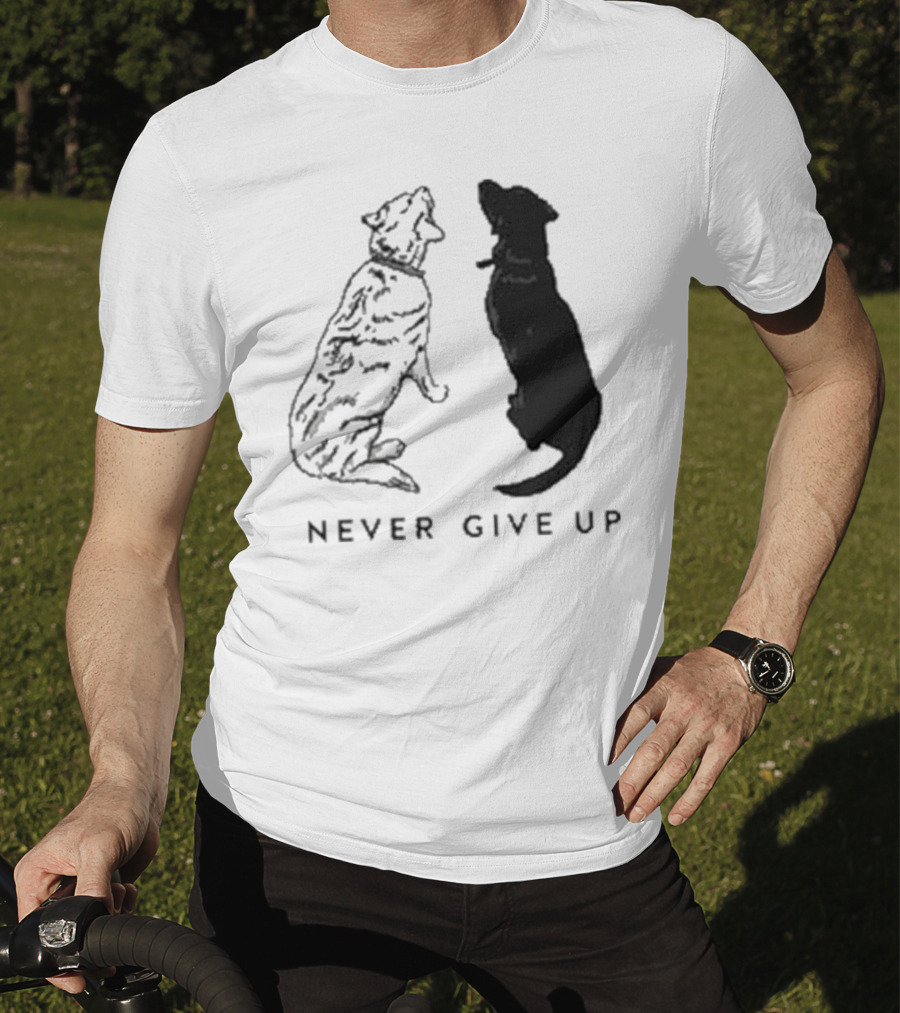 Never Give Up Dog Silhouettes Tors T-Shirt