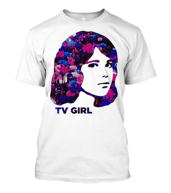TV Girl Flower Pattern Face Design T-Shirt