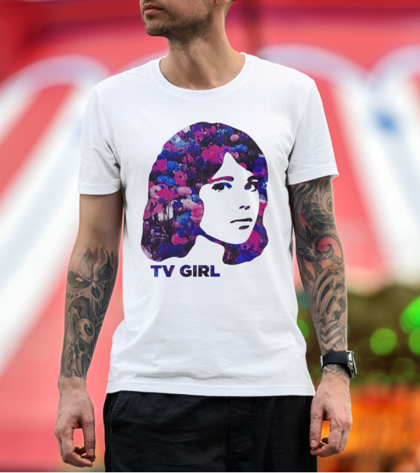 Premium T-Shirt: TV Girl Flower Pattern Face Design T-Shirt TV Girl Flower Pattern Face Design T-Shirt