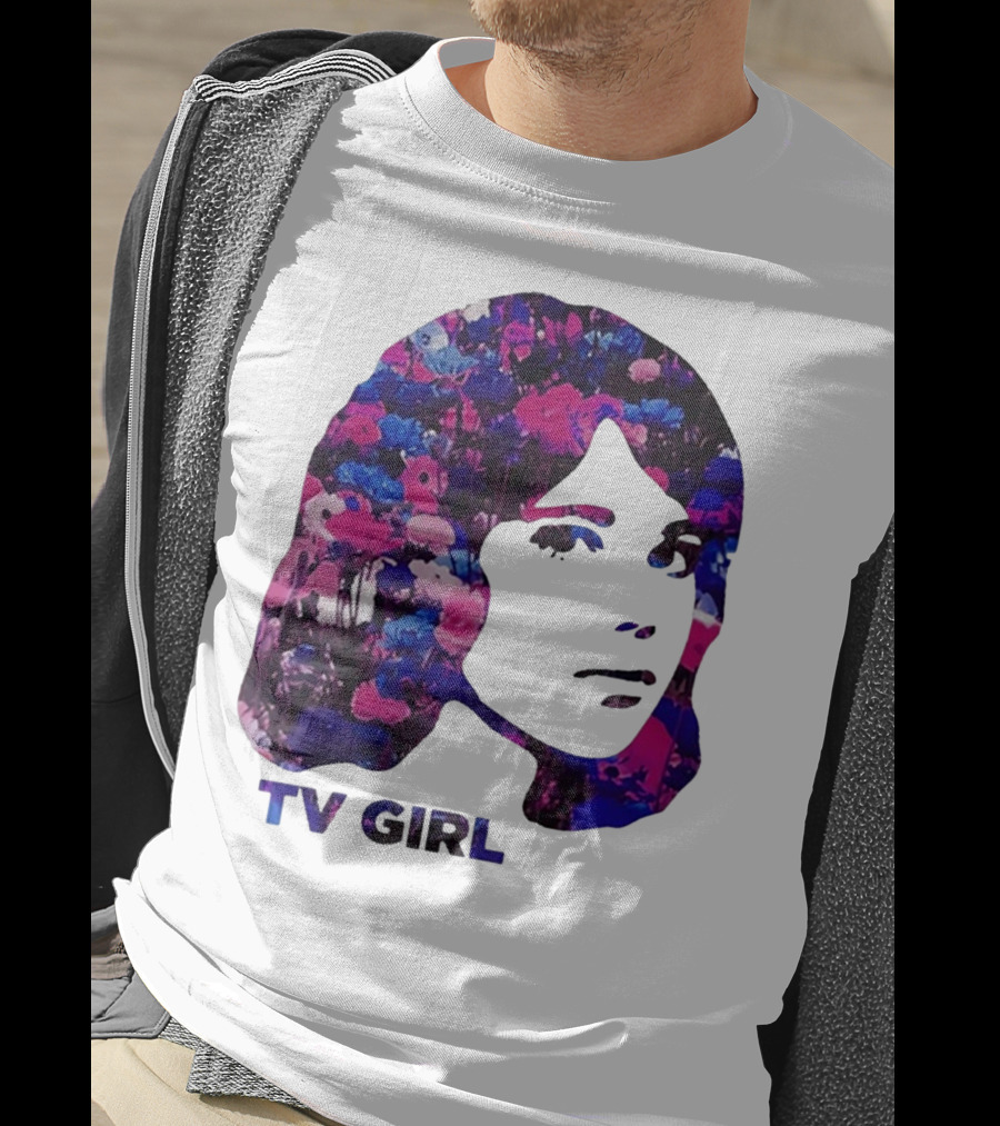 TV Girl Flower Pattern Face Design T-Shirt