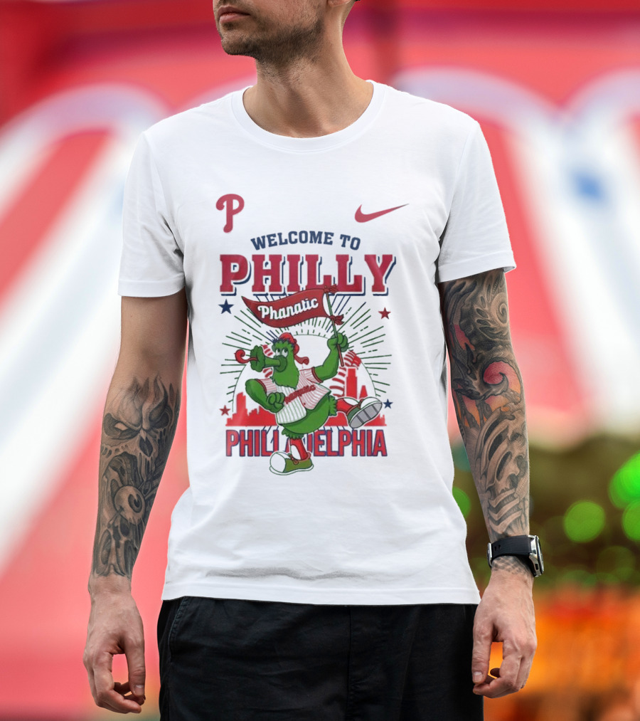 Welcome to Philly Phanatic Philadelphia Phillies Nike Skyline T-Shirt