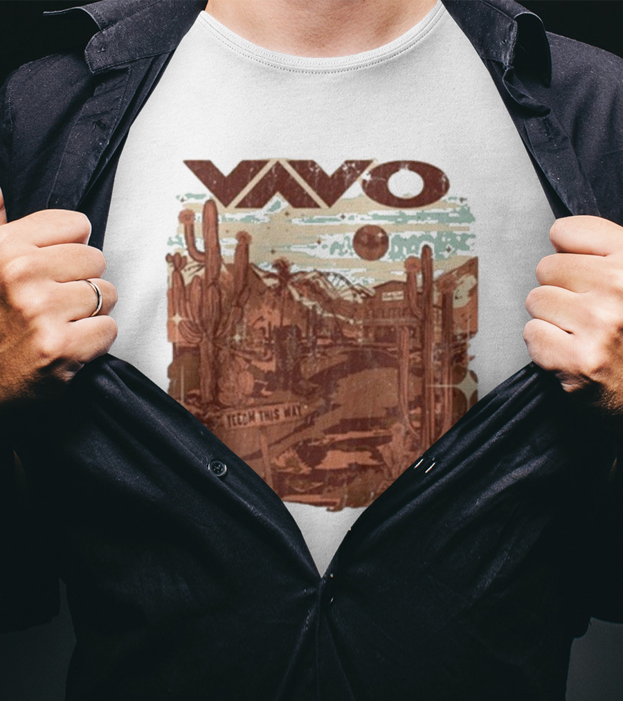 Vavo Cactus Desert Scene Neon Honky Tonk Midweight T-Shirt