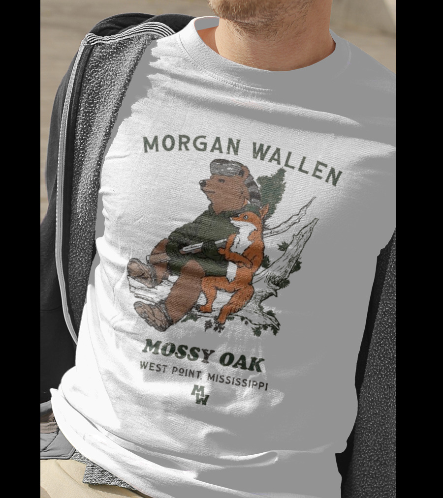 Morgan Wallen Bear And Fox With Mossy Oak West Point Mississippi T-Shirt