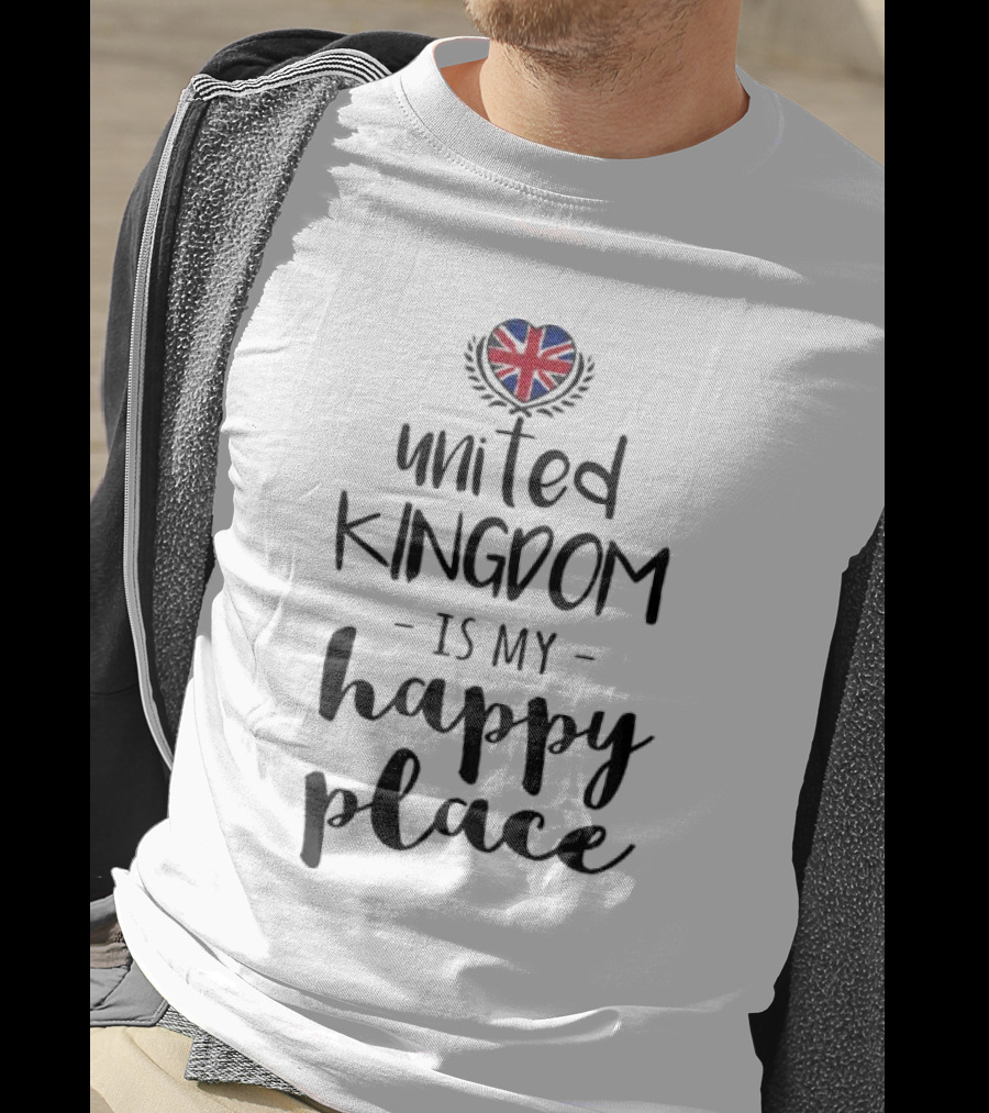 Union Jack Heart United Kingdom Is My Happy Place T-Shirt