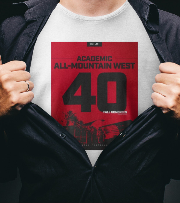 UNLV Football Academic All-Mountain West 40 Fall Honorees Program Record T-Shirt