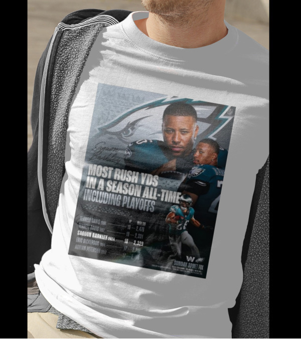 Saquon Barkley Philadelphia Eagles Most Rush Yards In A Season All-Time Including Playoffs T-Shirt