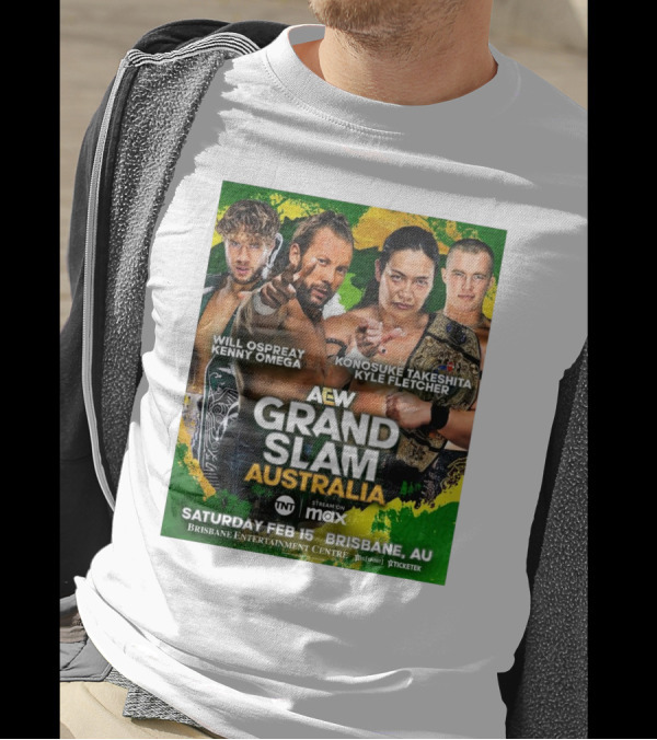 AEW Grand Slam Australia Will Ospreay Kenny Omega Konosuke Takeshita Kyle Fletcher Saturday Feb 15 Brisbane T-Shirt