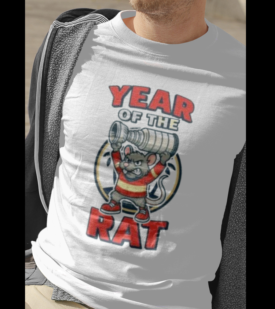 Year Of The Rat Hockey Mascot Mouse Champion With Trophy T-Shirt