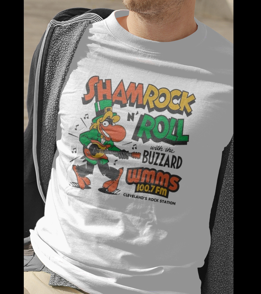 Shamrock N Roll With The Buzzard WMMS 100.7 FM Cleveland's Rock Station T-Shirt