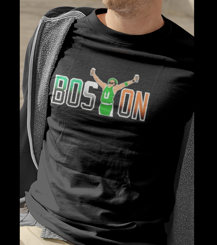 BOSTON Beer Toast Man Green Jersey Celebration T-Shirt