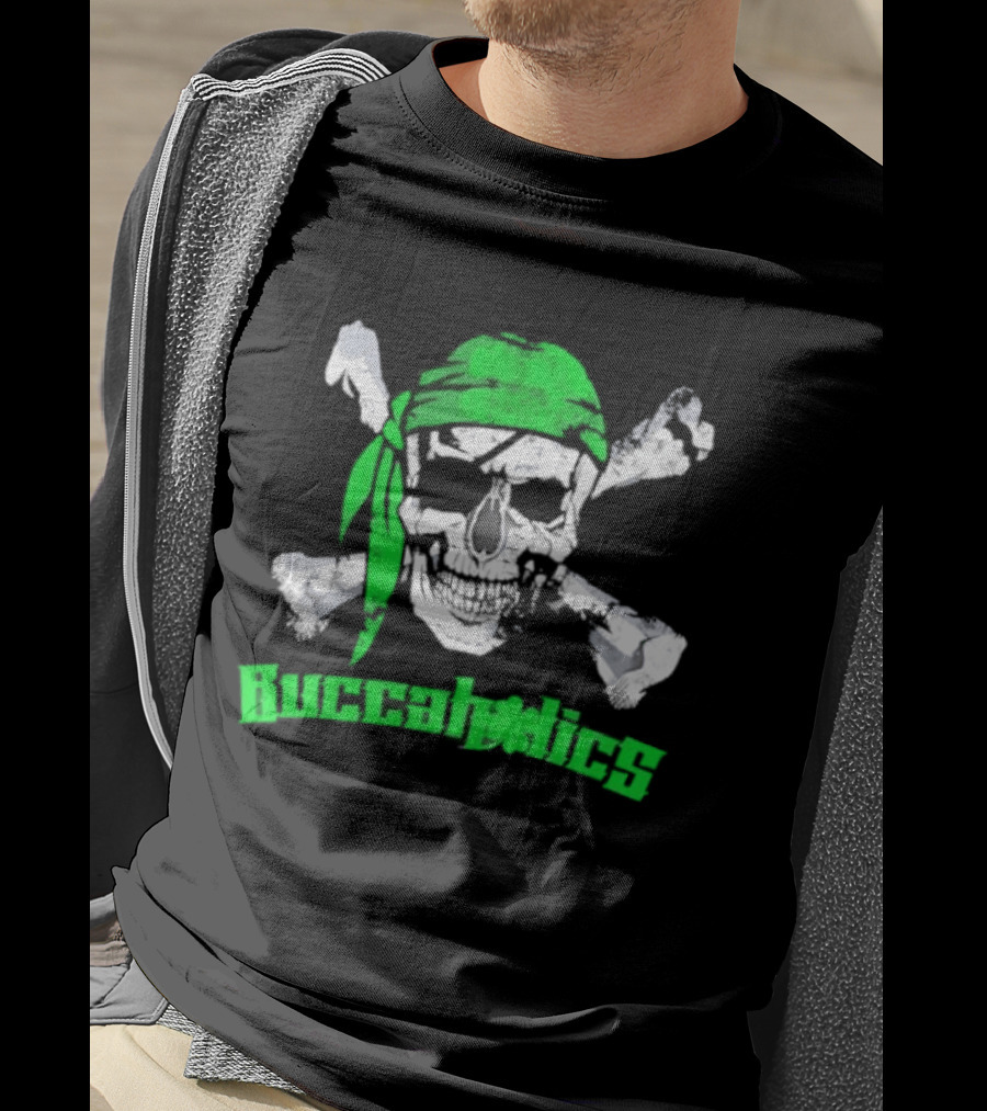 Buccaholics Green Pirate Skull Crossbones Bandana T-Shirt