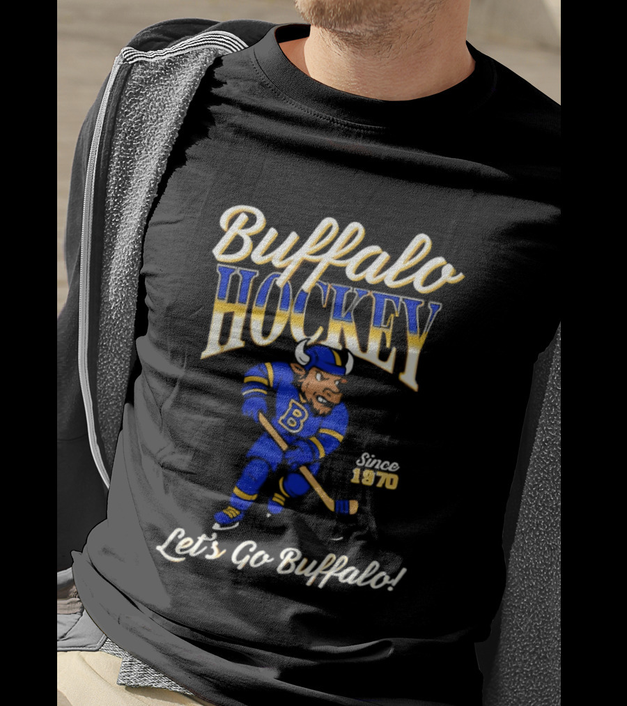 Buffalo Hockey Let's Go Buffalo Since 1970 Blue Bull T-Shirt