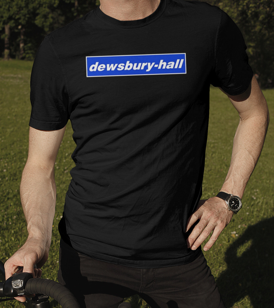 Dewsbury Hall Bold White Text On Blue T-Shirt